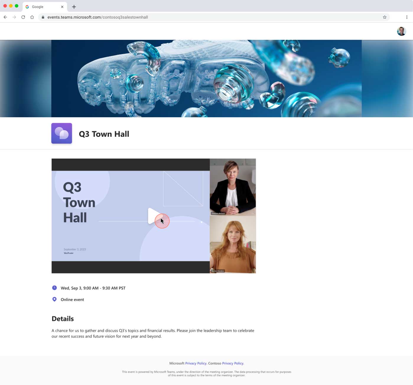 Attendee Town hall screenshot