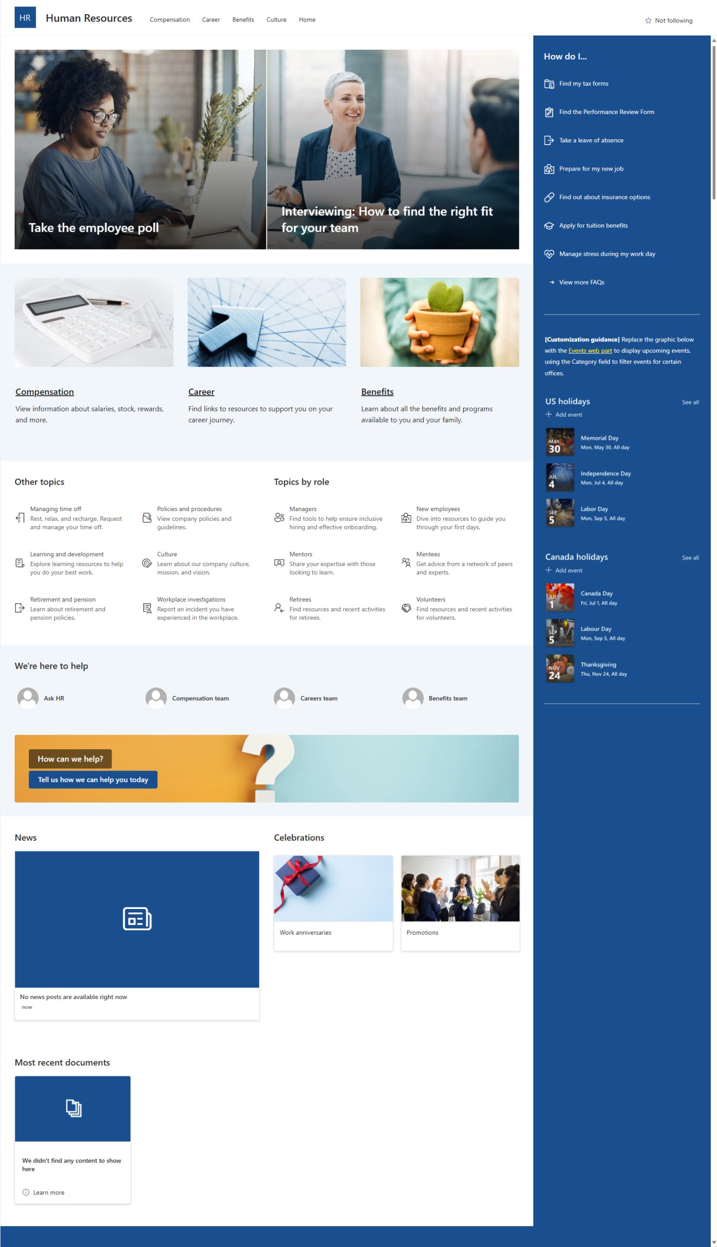 Human resources template (SharePoint Look Book) – Microsoft Adoption