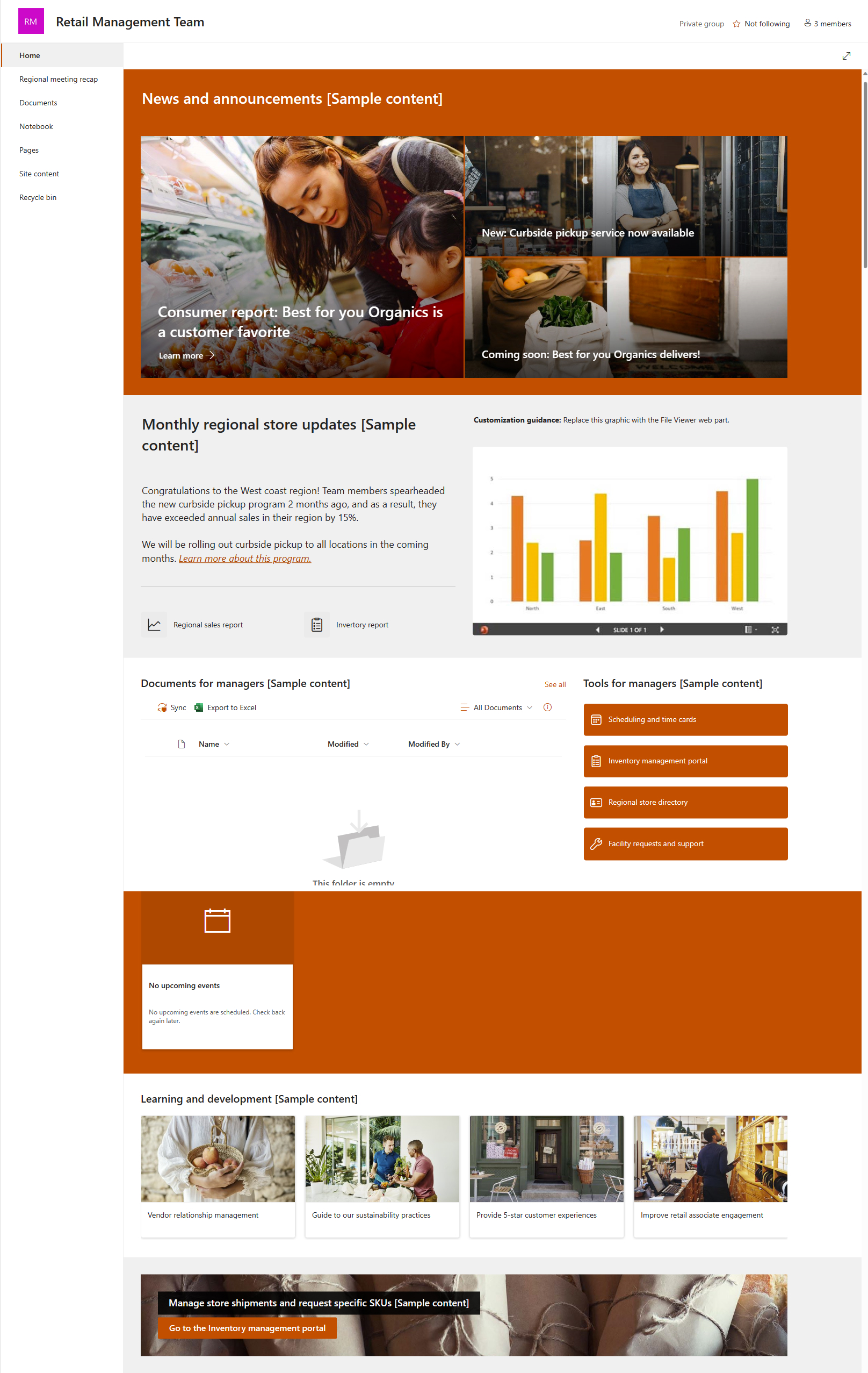 Retail management team template (SharePoint Look Book) – Microsoft Adoption