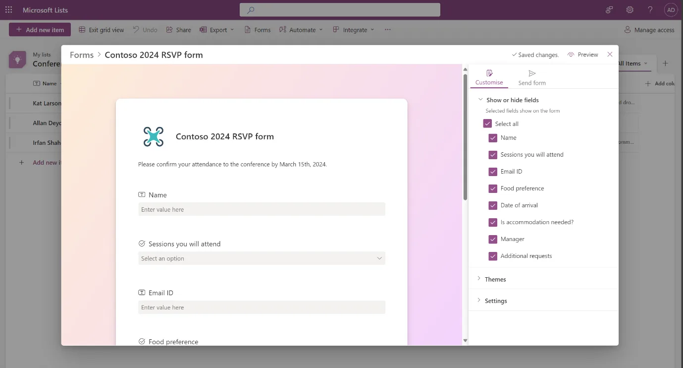Submit info with forms
